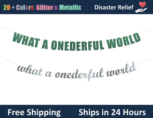 What A Onederful World | Hanging Letter Party Banner